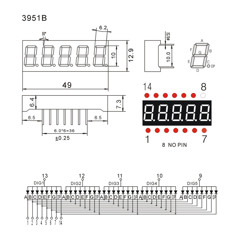 Industrial LED 5-digit digital tube series 0.39 industrial control digital display servo frequency conversion digital display LED screen Item Picture
