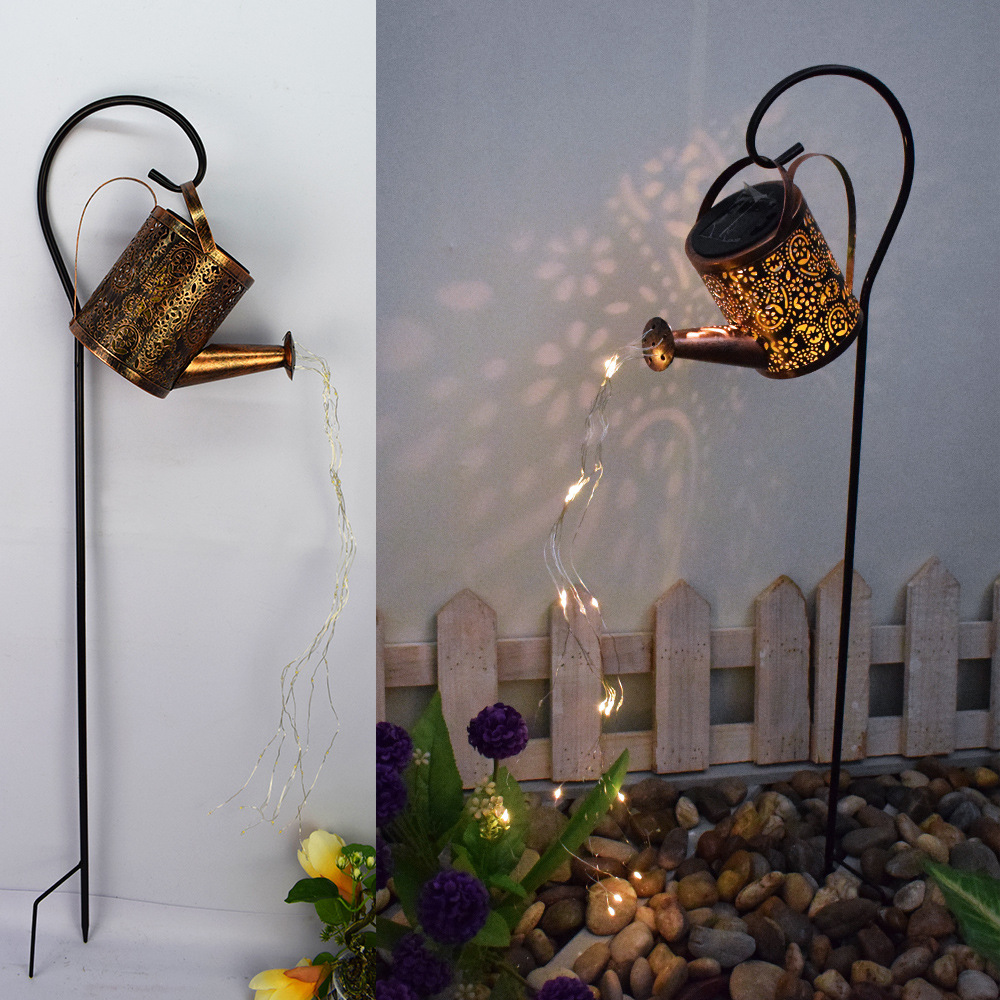 Solar water bottle light, outdoor camping courtyard atmosphere light, villa garden landscape light, hollow light and shadow waterproof hanging light Specification drawing