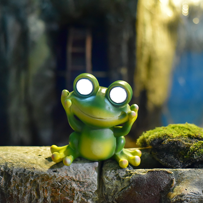 Amazon solar lamps, animal statues, simulation frog ornaments, outdoor resin handicrafts, courtyard and balcony decorations Specification drawing
