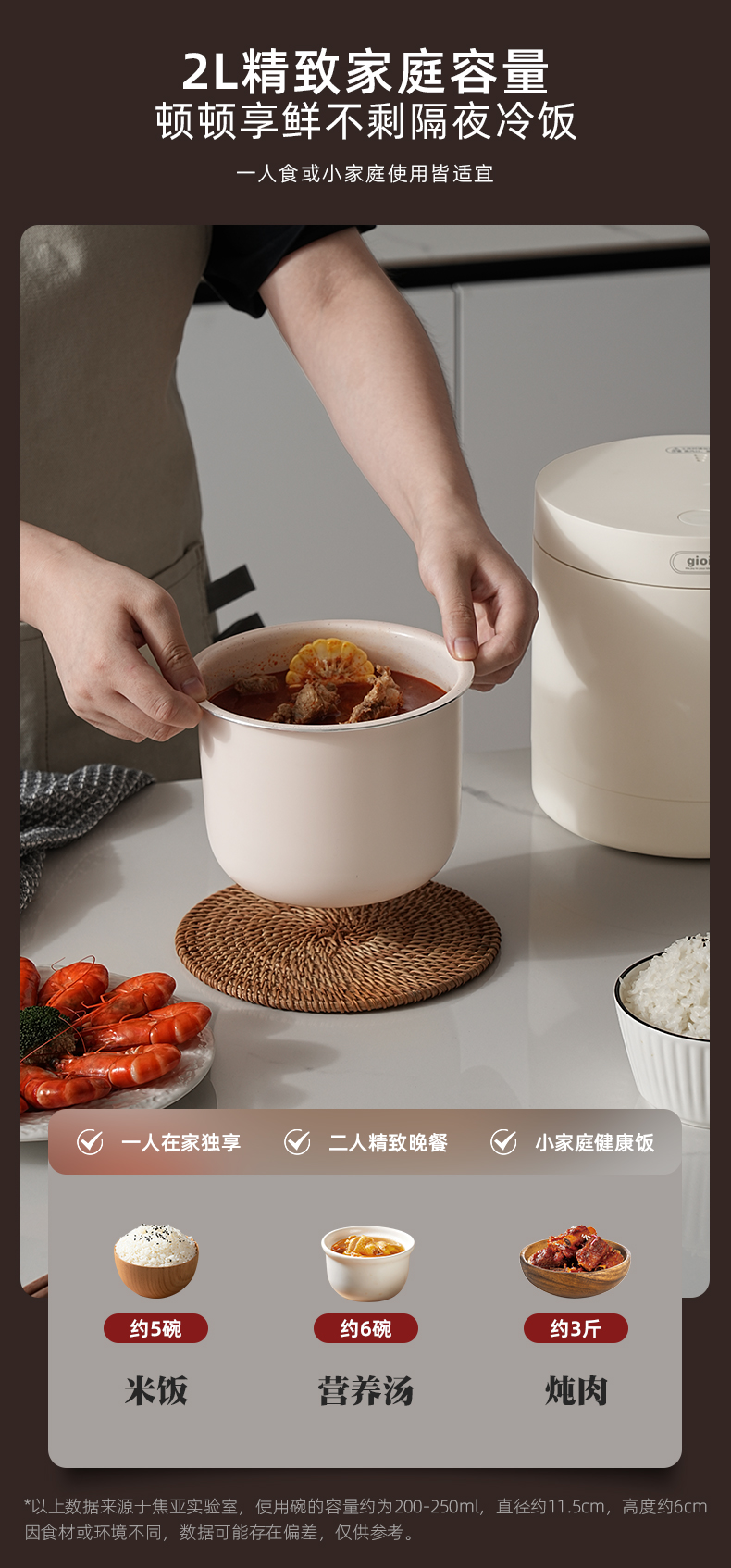 gioia焦亚0涂层316不锈钢不粘内胆多功能煮饭智能低糖电饭煲家用详情9