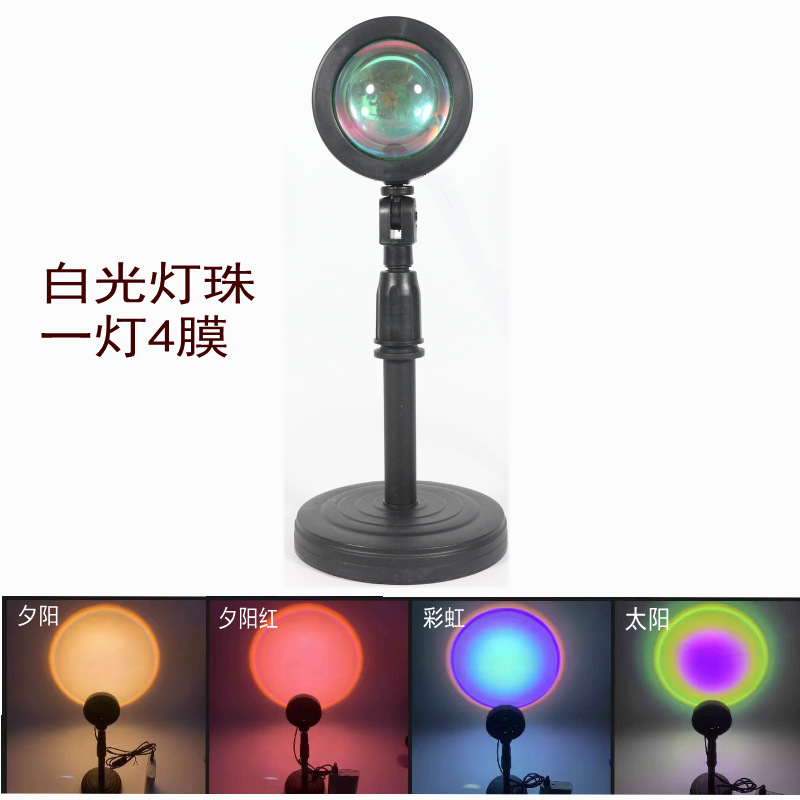Cross-border Sunset light APP remote control: Never-setting rainbow projection light Live streaming RGB 16-color sunset light photography light Specification drawing