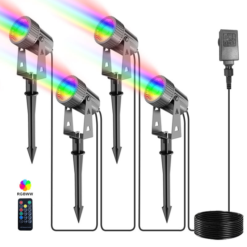 One-to-four LED garden lawn spotlights, projectors, spotlights, tree lights, courtyard spotlights, RGB ground insert lights full figure