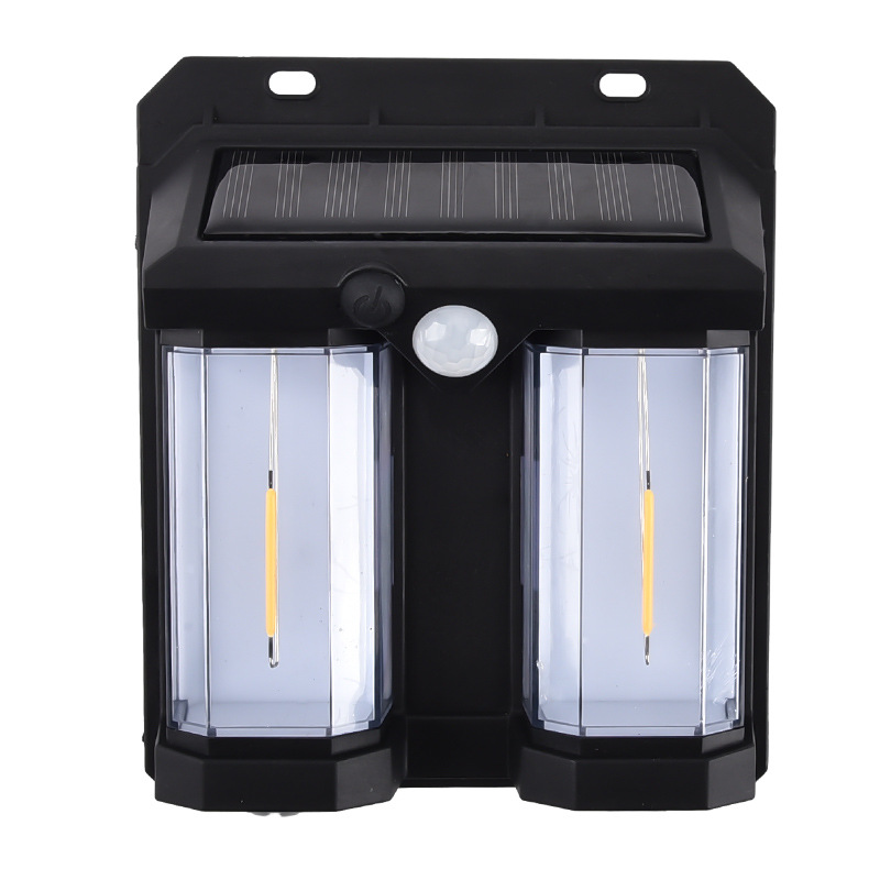Cross-border new outdoor human body sensing garden multi-head tungsten filament courtyard atmosphere wall-washing lamp, waterproof solar wall lamp Item Picture