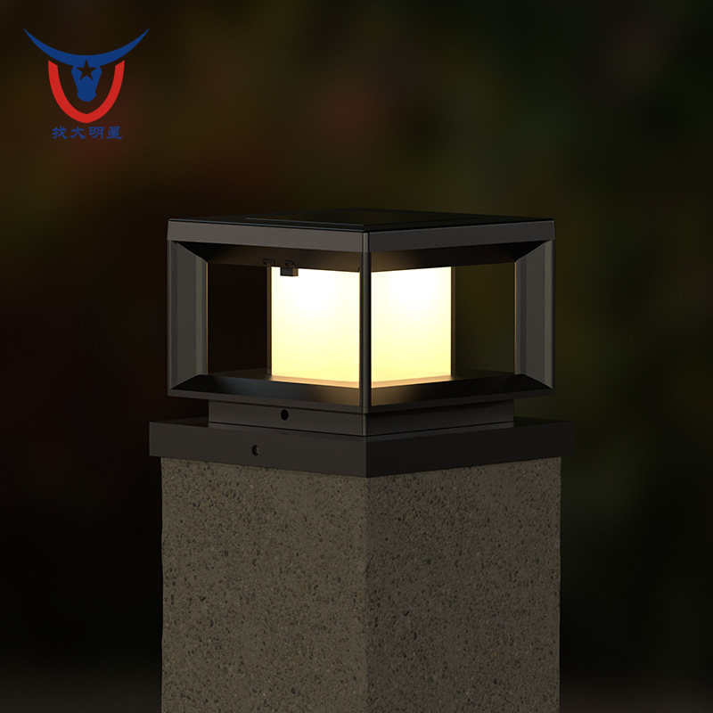 European-style solar column head lights, villa column lights, outdoor waterproof courtyard lights, fence and fence lights, outdoor column lights Specification drawing