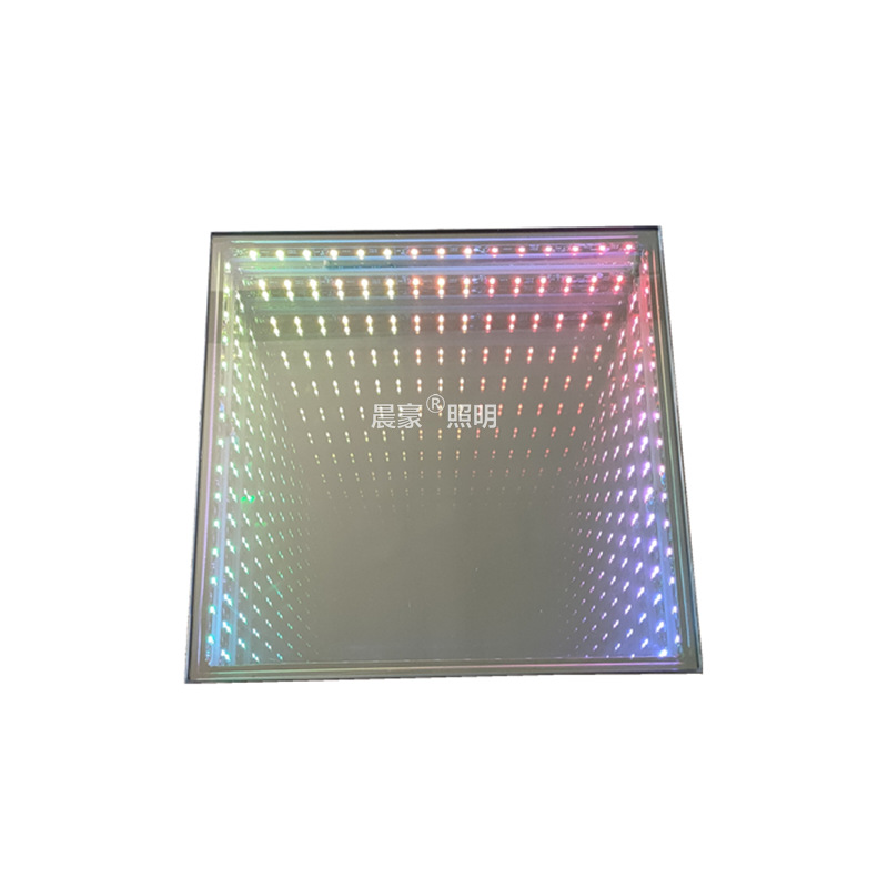 Abyss mirror background wall, KTV floor led neon mirror surface, Internet celebrity unlimited 3D multi-layer thousand-layer mirror, stage floor tile light Item Picture