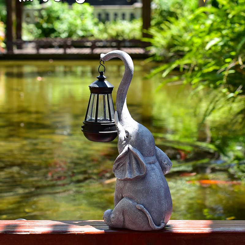 Cross-border creative solar lamps, elephant resin craft ornaments, outdoor garden, courtyard, balcony landscape decorative lamps Application Scenario