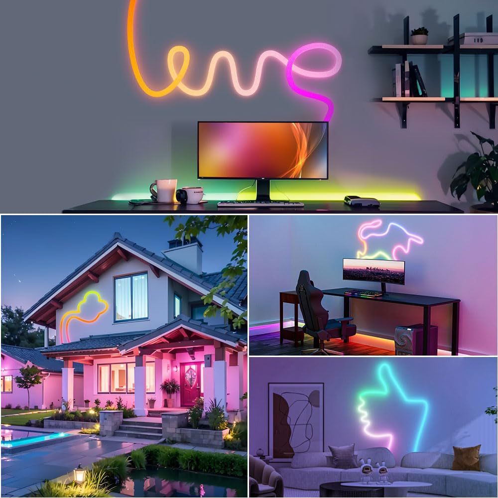 LED mesh circular 360-degree light-emitting rgb color-changing woven light strip, waterproof neon light, flexible flowing linear light Specification drawing