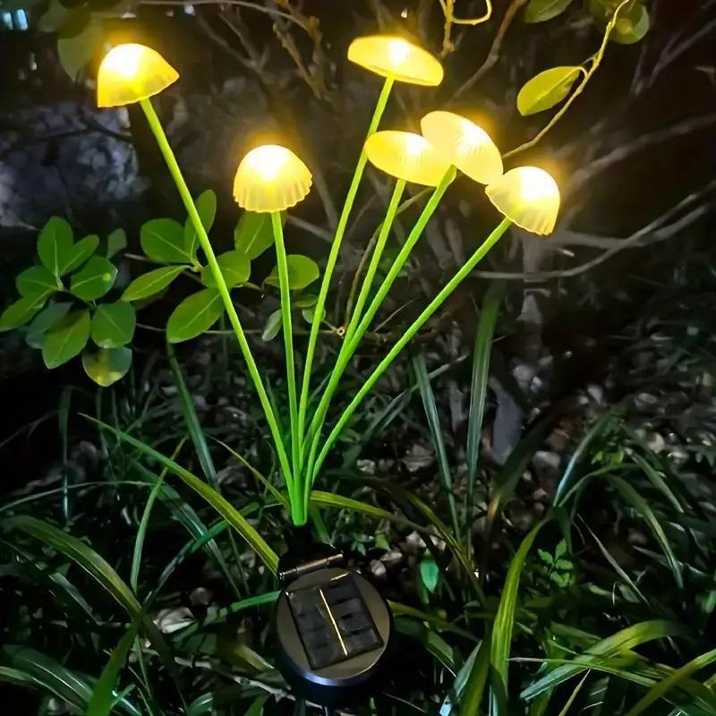 Solar LED jellyfish lights, outdoor courtyard landscape atmosphere lights, Christmas color lights, lawn decoration ground mushroom lamps Application Scenario