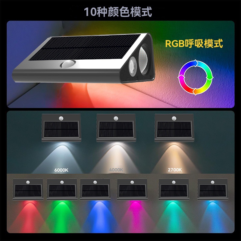 Human-sensing solar step lights, garden lights, garden fence railings, decorative household waterproof step staircase lights details Picture