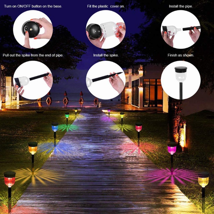 Solar-powered lawn landscape courtyard decorative lights, fresh and clean outdoor floodlights, villa garden lights, lawn lights Specification drawing
