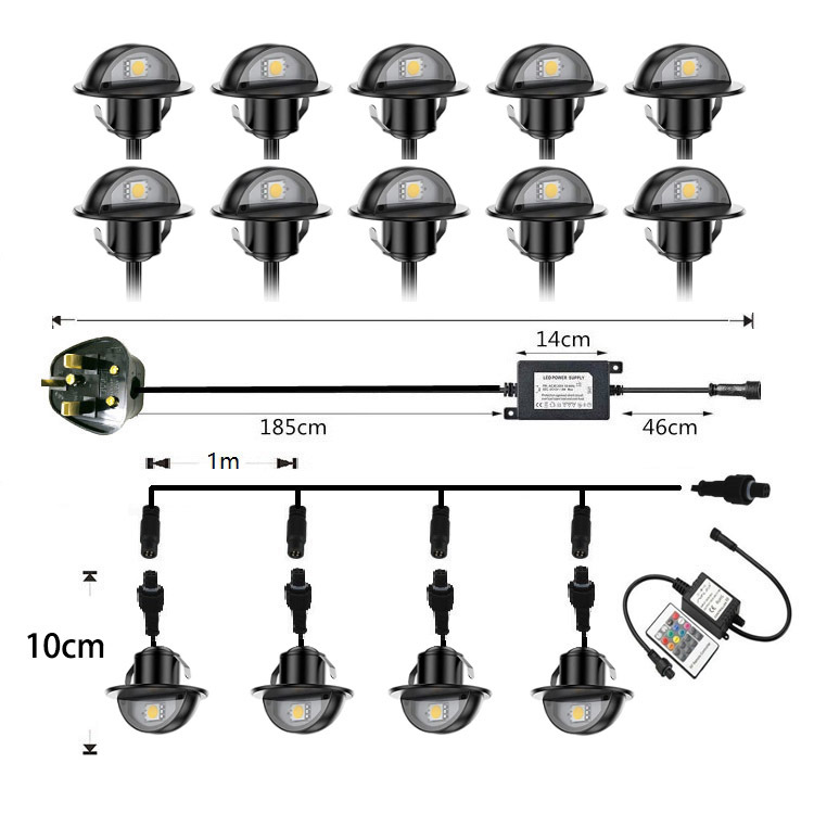 12V black IP67 half-moon-shaped deck light, floor light, step corridor decorative light, buried light manufacturer cross-border details Picture