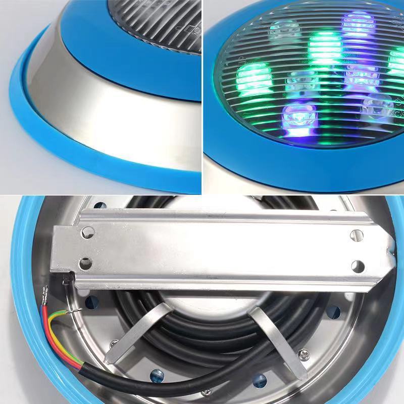 LED swimming pool light, wall-mounted underwater light, underwater light, swimming pool lighting, waterproof seven-color spotlight, 12V spring light Application Scenario