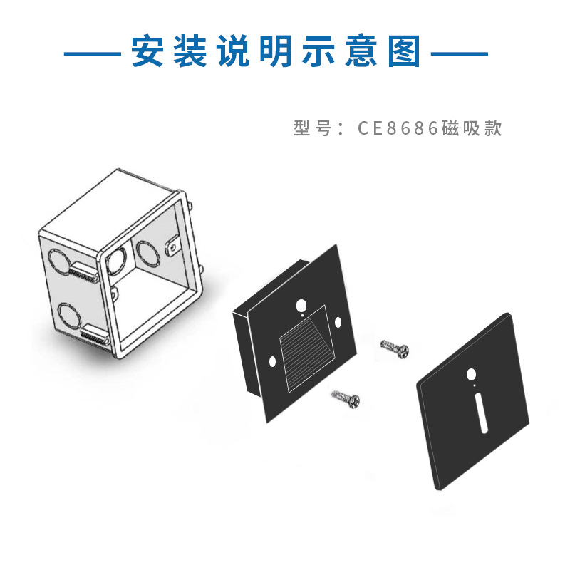 86-type recessed floor light with magnetic attraction, smart human body sensing, staircase, step, corridor and corner light Item Picture