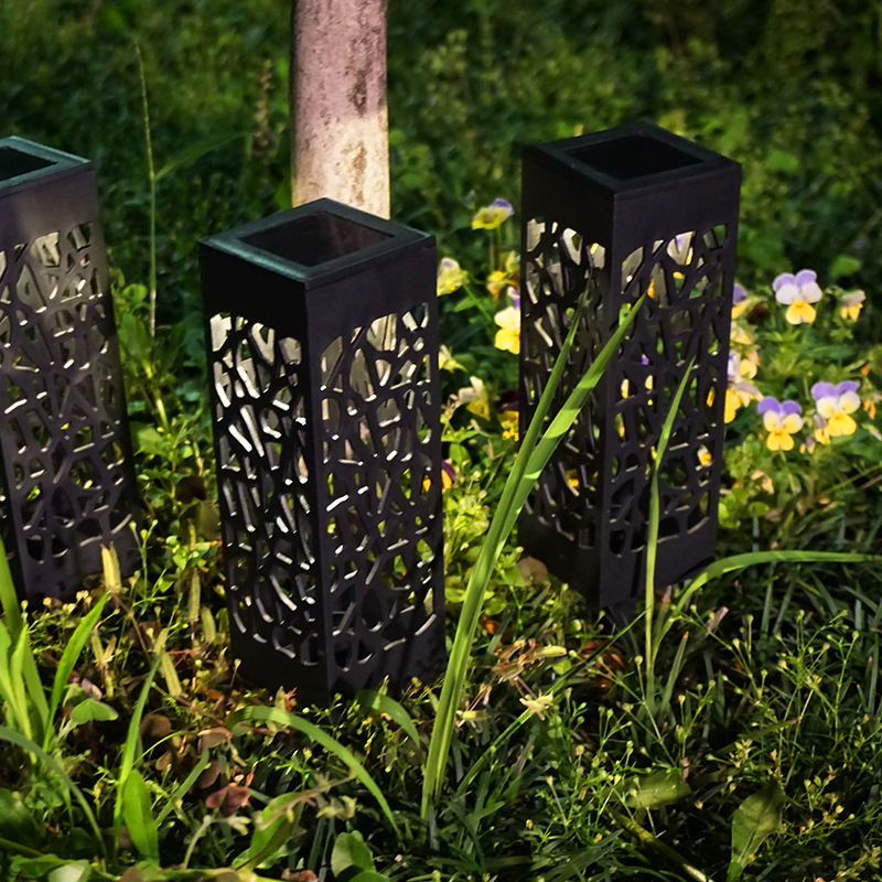 Solar lawn lights, outdoor waterproof hollowed-out lights, campsite insert lights, shadow lights, landscape lights, courtyard lights, decorative lights Specification drawing