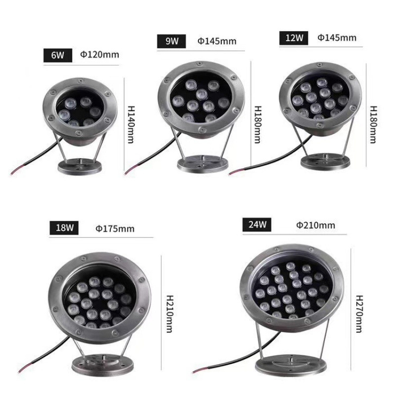 LED underwater waterproof seven-color variable light, fishpond landscape light, waterproof fountain light, underwater seven-color spotlight, low high pressure details Picture