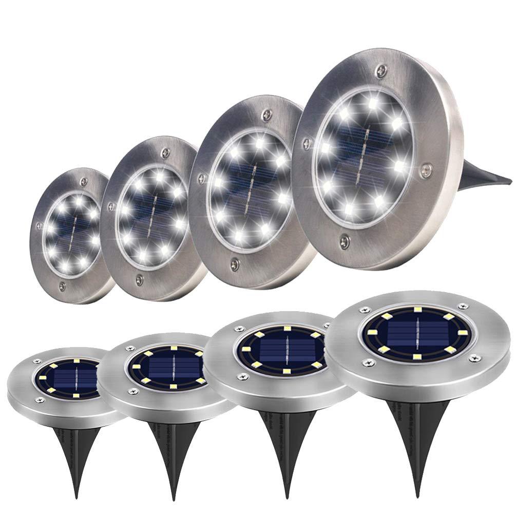 Amazon Cross-border 8LED solar stainless steel buried light, outdoor hot type, plug-in grass light, courtyard garden light Item Picture