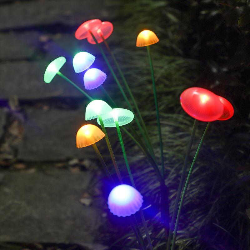 Courtyard garden balcony decoration atmosphere, seven-color mushroom lamps, outdoor waterproof lawn lamps inserted Application Scenario