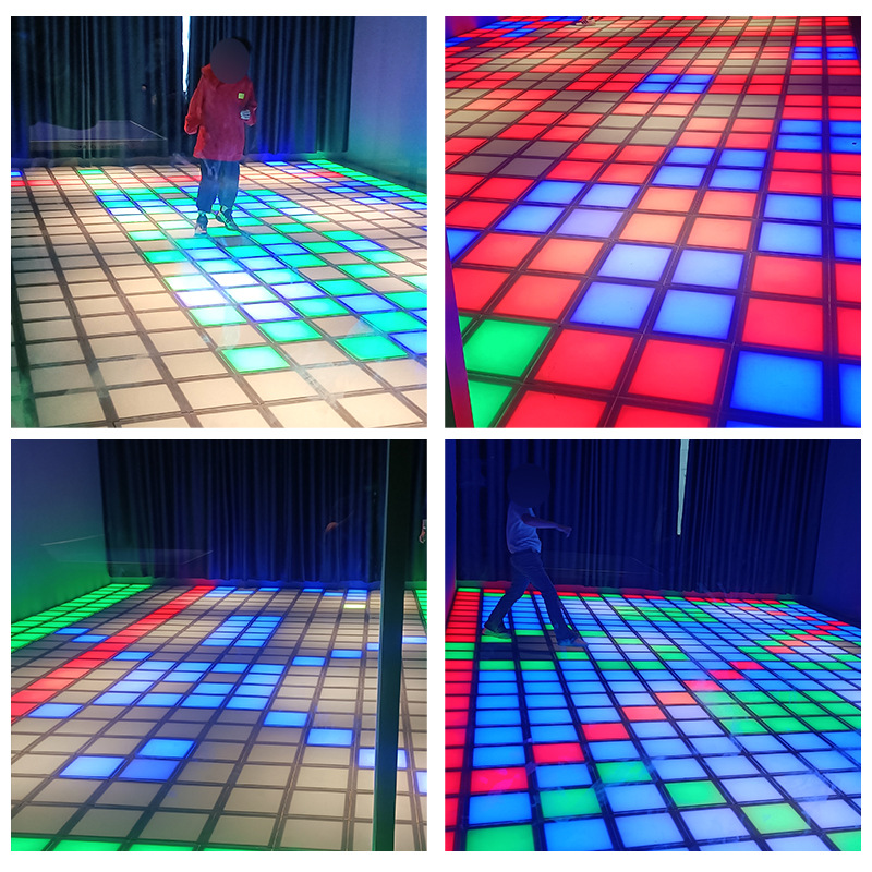 LED interactive game floor tiles, dynamic grid, square battle game, shopping mall amusement room, sports game room details Picture