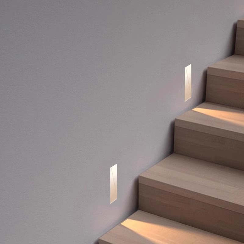 Borderless embedded floor foot lights, stair treads, step lights, corner wall lights, hotel corridor human-sensing night lights full figure