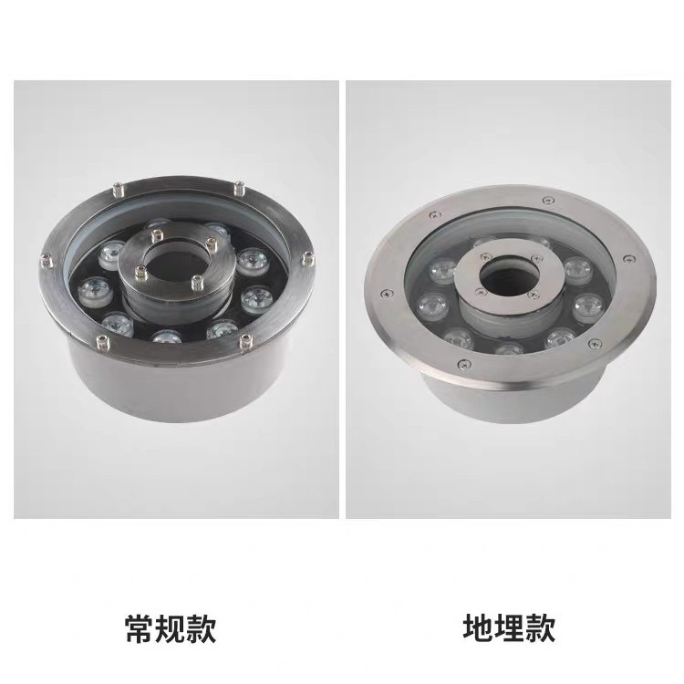led fountain lights, waterproof spring water lights, embedded underwater lights, 12V, 24V water feature lights, mid-hole dry spray circular spotlights details Picture