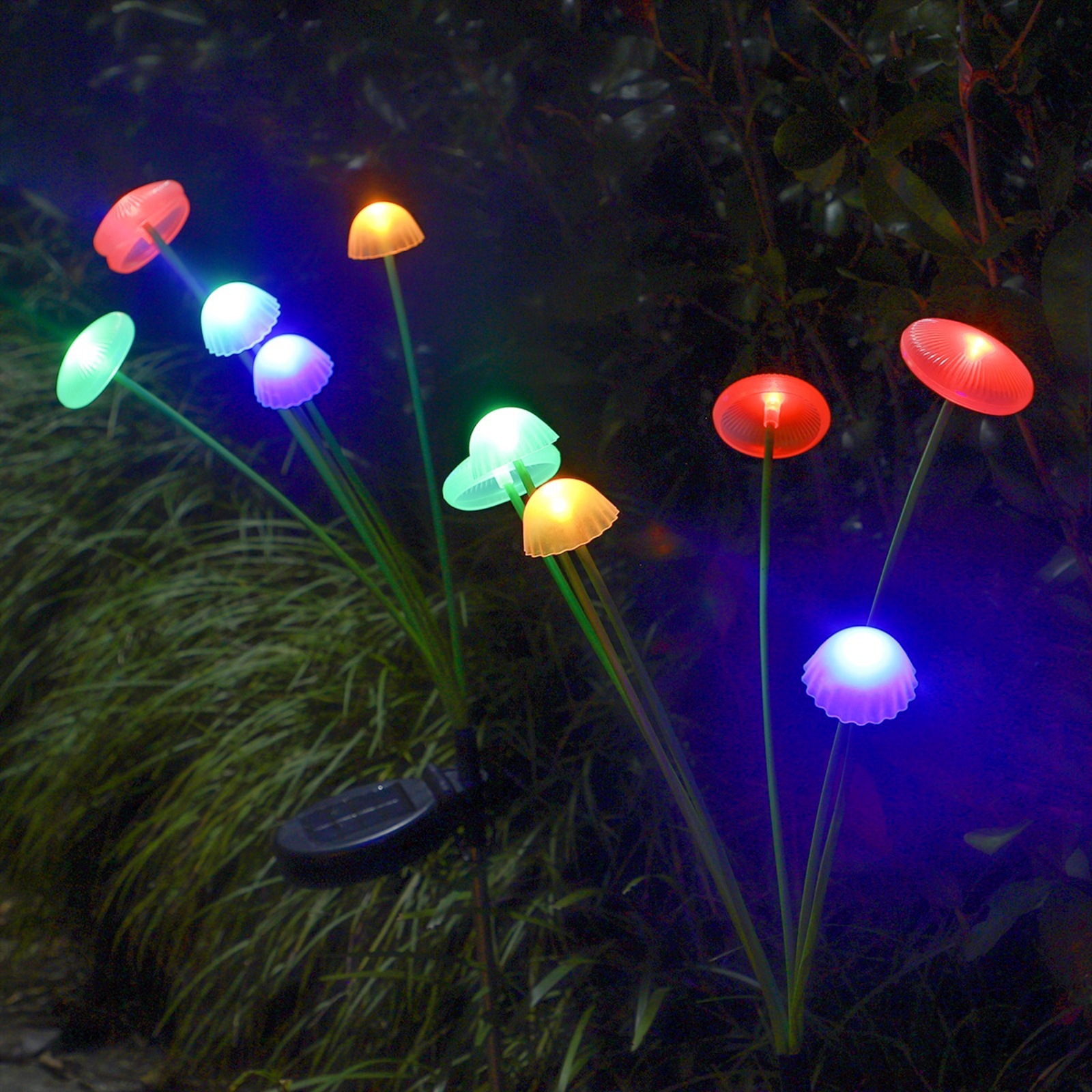 Solar-powered jellyfish lights, household outdoor courtyard landscape atmosphere lights, garden balcony color lights, lawn decoration mushroom lights details Picture