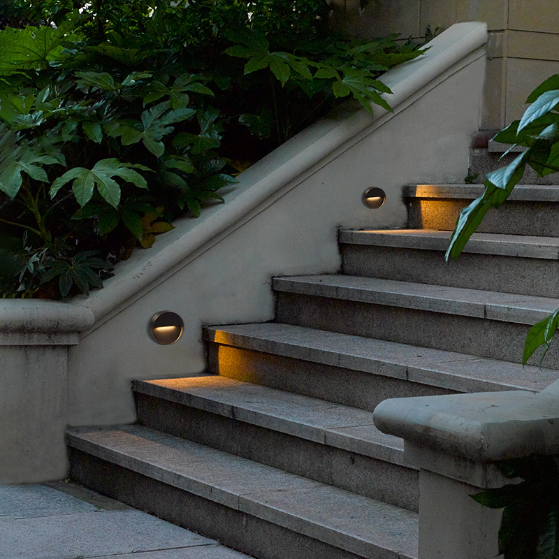 Exposed floor lights, step and side wall lights, villa outdoor waterproof landscape courtyard lights, corner lights, staircase step lights Application Scenario