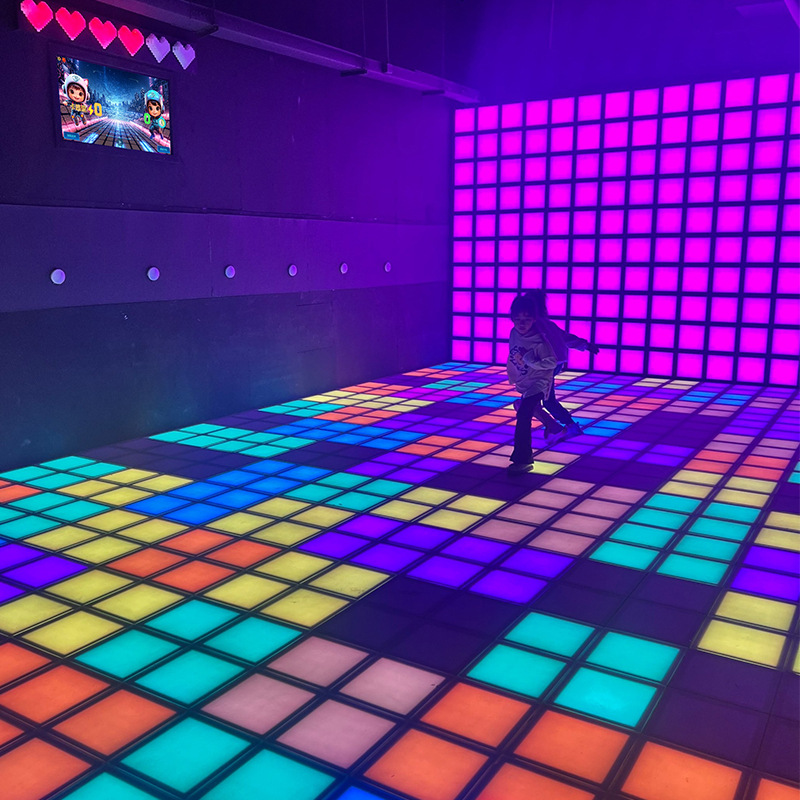 Cross-border dynamic grid, dynamic grid game light, escape room interactive LED floor tile light, multi-person parent-child movement sensor details Picture