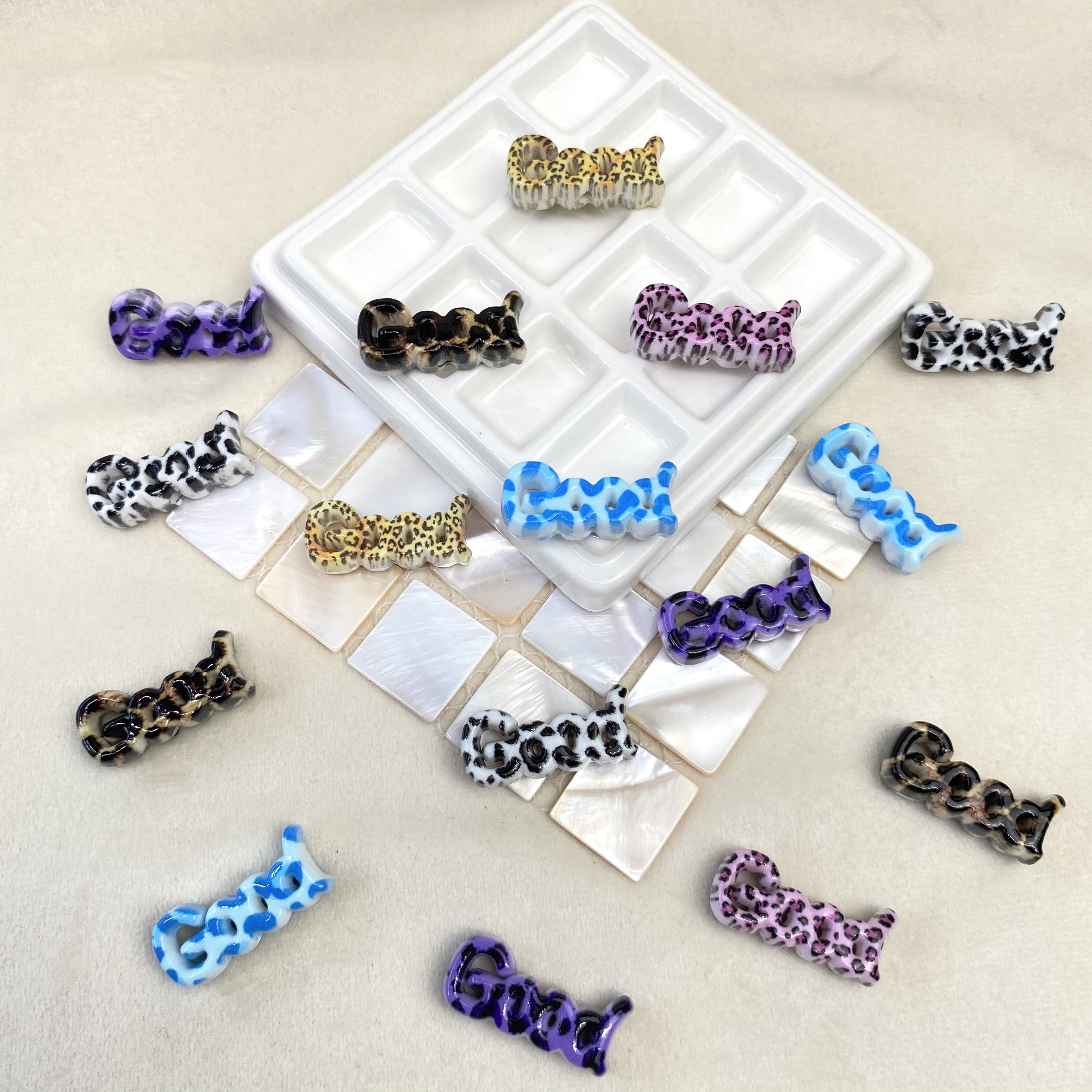 亚克力印花双面斑点豹纹diy/手机链钥匙扣饰品配件材料散珠