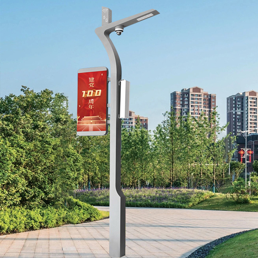 Factory wholesale LED smart street lamps, led display screens, outdoor community, park, road environment detection and monitoring lamp poles details Picture