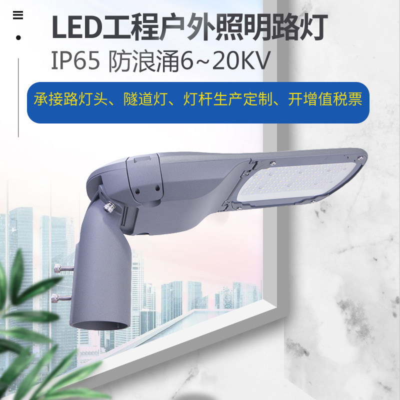 LED foreign trade project payment adjustable Angle street lamp head die-cast shell road street lamp lightning protection 6-20KV municipal power street lamp full figure