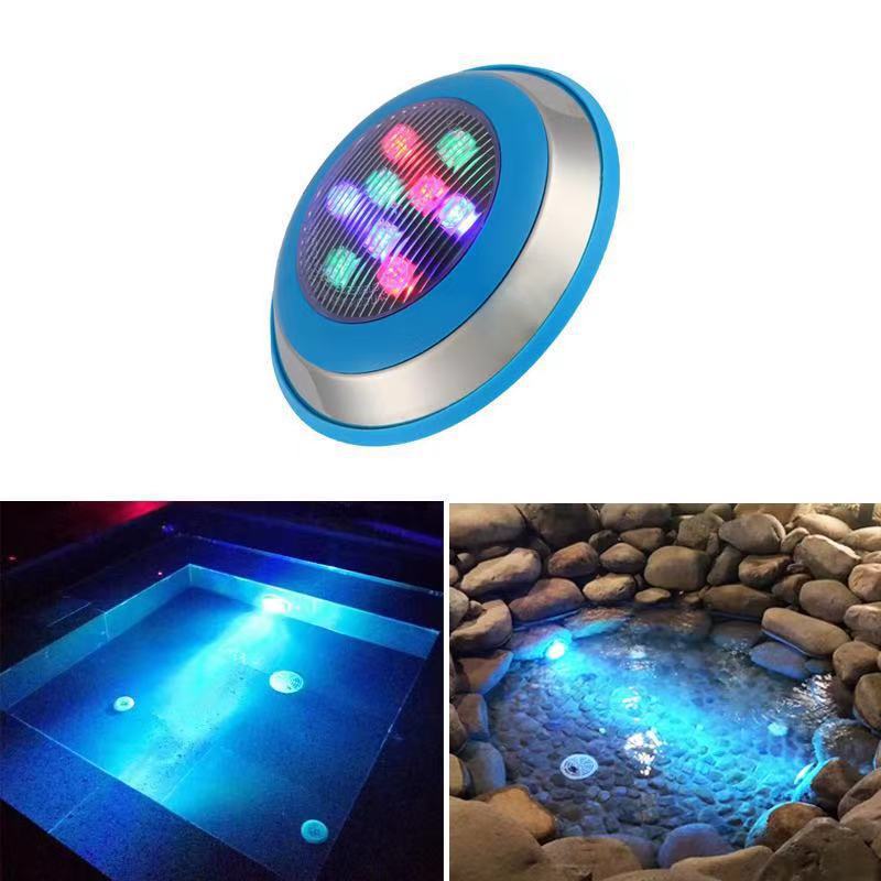 LED swimming pool light, wall-mounted underwater light, underwater light, swimming pool lighting, waterproof seven-color spotlight, 12V spring light full figure