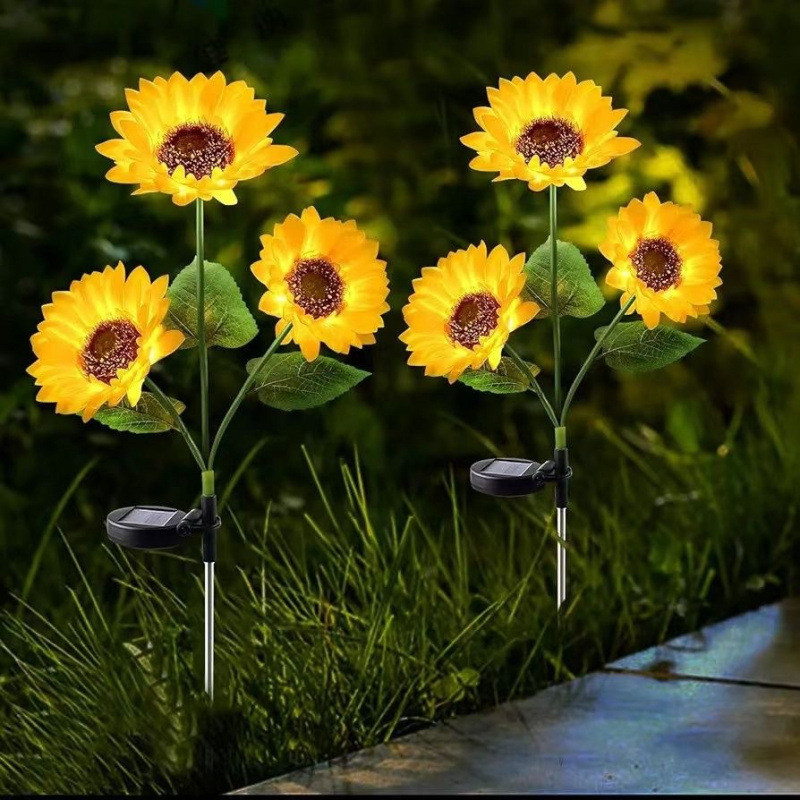 led solar simulation atmosphere Sunflower park landscape lights, garden outdoor courtyard lawn ground decorative lights details Picture