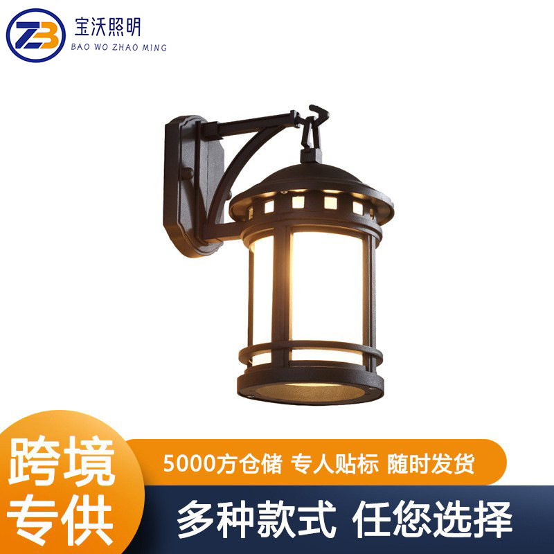 Cross-border LED new Chinese-style outdoor wall lamps, waterproof courtyard lamps, villa entrance, exterior walls, balconies, retro outdoor lamps full figure