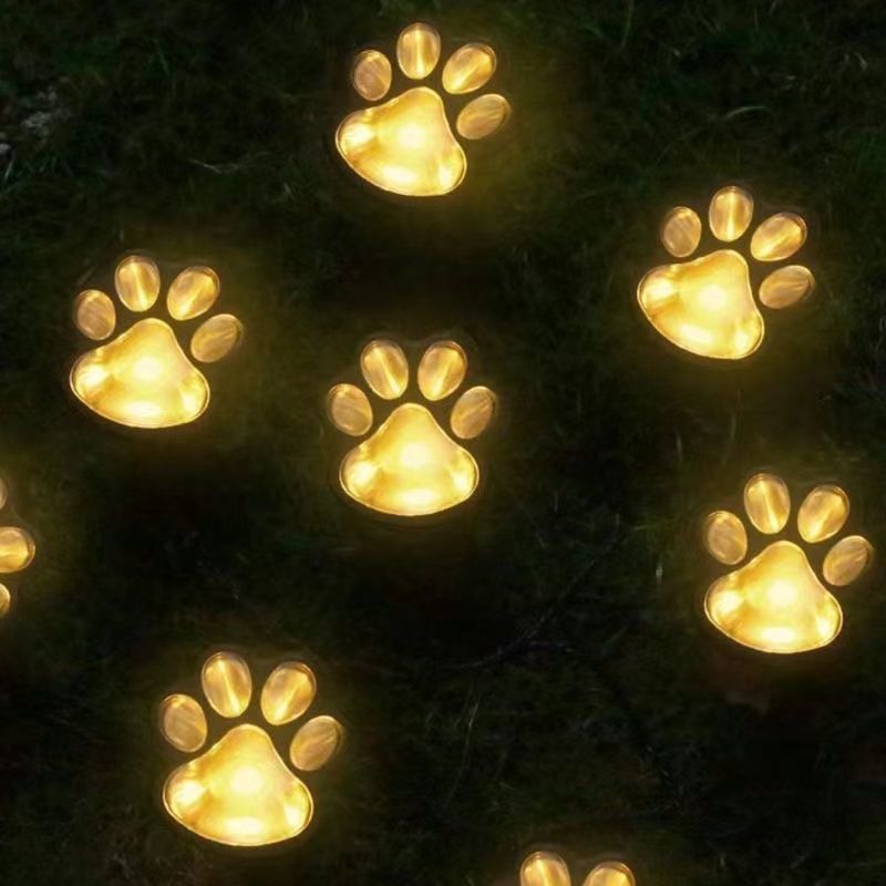 Cross-border solar dog paw light, outdoor courtyard decoration cat paw light, garden villa night light, lawn light, underground light details Picture
