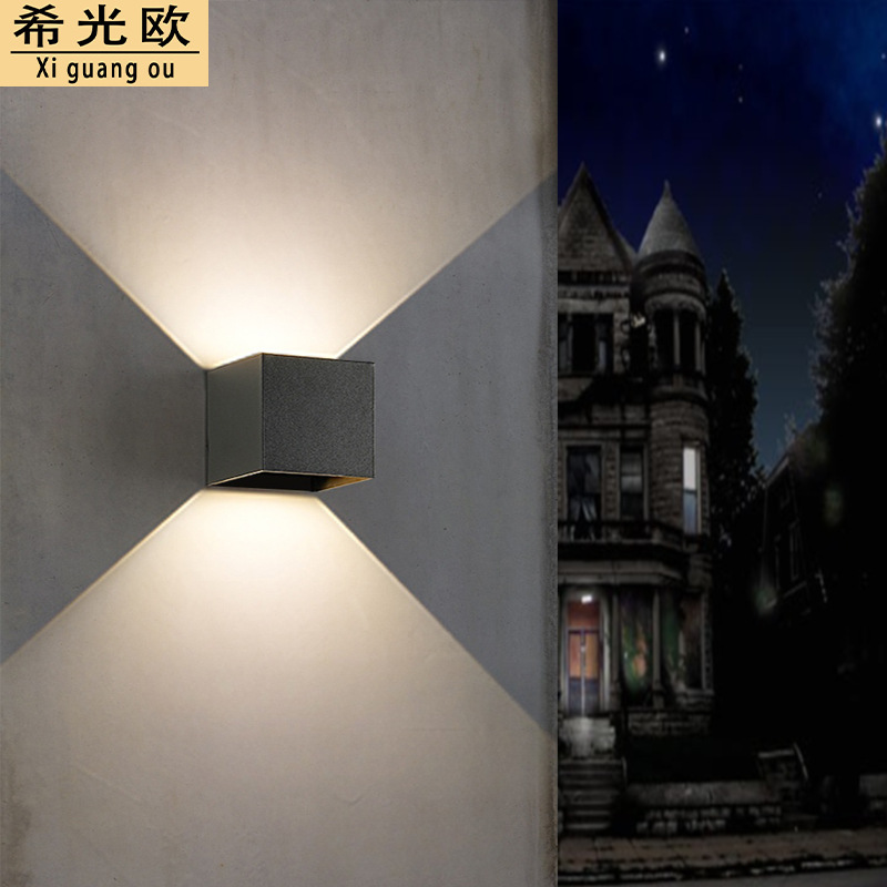 Outdoor LED wall lamps, modern and simple villa courtyard upper and lower exterior wall lamps, plastic outdoor lighting fixtures details Picture