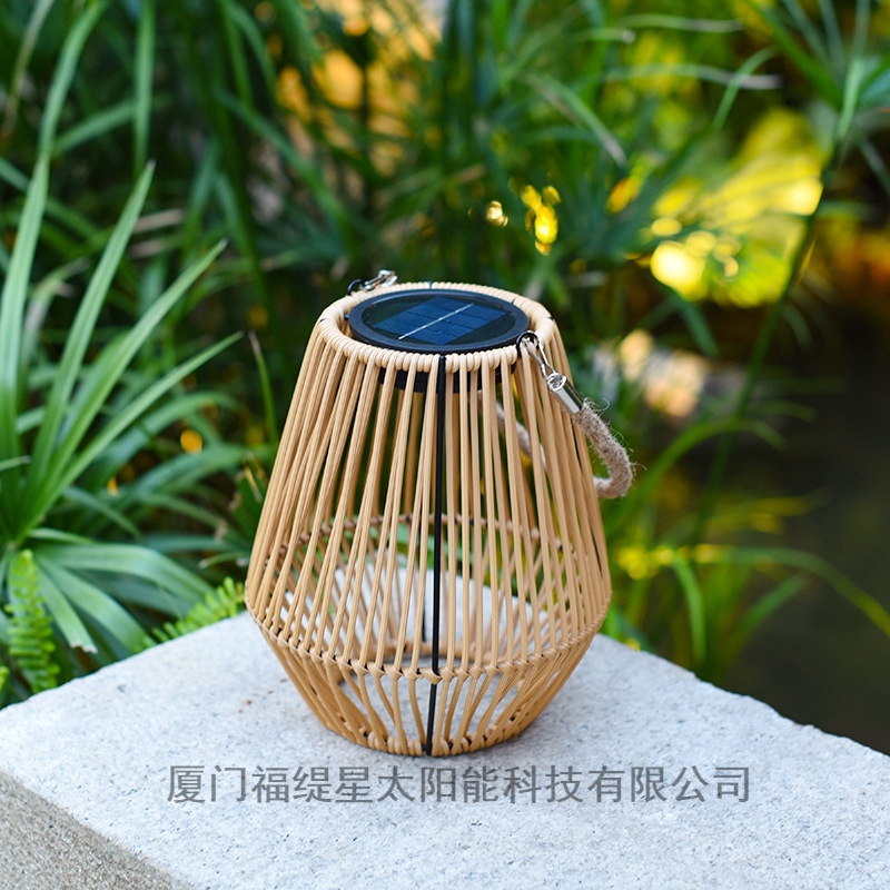 Outdoor solar garden lights, rattan and bamboo woven lanterns, Chinese-style retro hanging lights, balcony decoration atmosphere, night lights Specification drawing