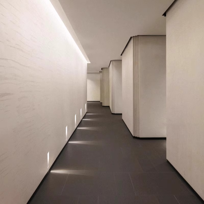 Borderless embedded floor foot lights, stair treads, step lights, corner wall lights, hotel corridor human-sensing night lights Specification drawing
