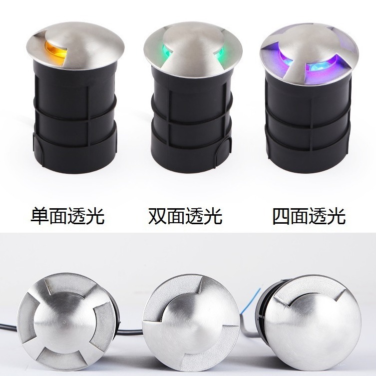 LED turtle-back light, 3W waterproof stainless steel, single-sided and double-sided luminous step light, ground passage LED translucent buried light full figure