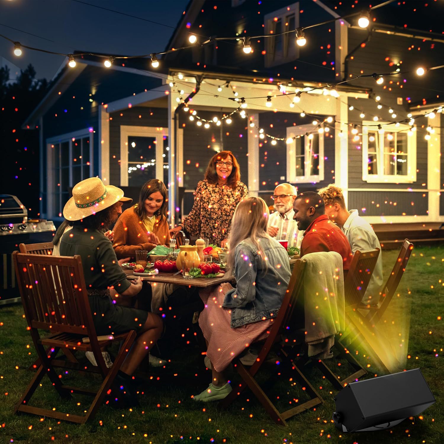 Dynamic firefly starry sky laser projection light, outdoor atmosphere light, scenic area park lawn lighting, waterproof laser light Specification drawing