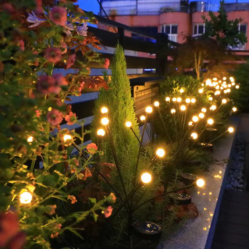 Solar-powered outdoor waterproof courtyard garden decorative lights, lawn lights, camping atmosphere lights, firefly ground insert lights full figure