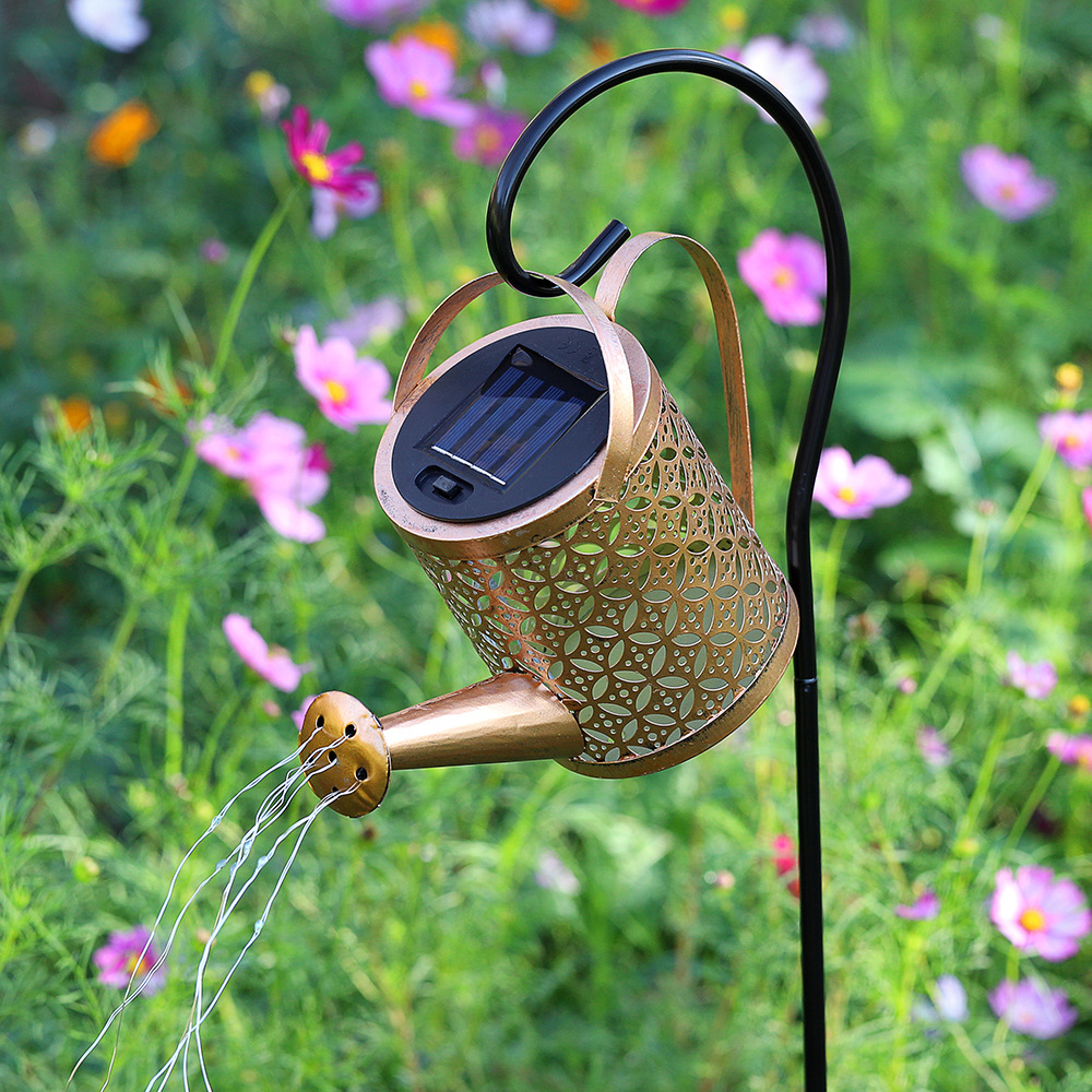 Cross-border new solar water bottle lamp, outdoor courtyard garden small courtyard decoration, ironwork water flow shower head, floor socket lamp Specification drawing