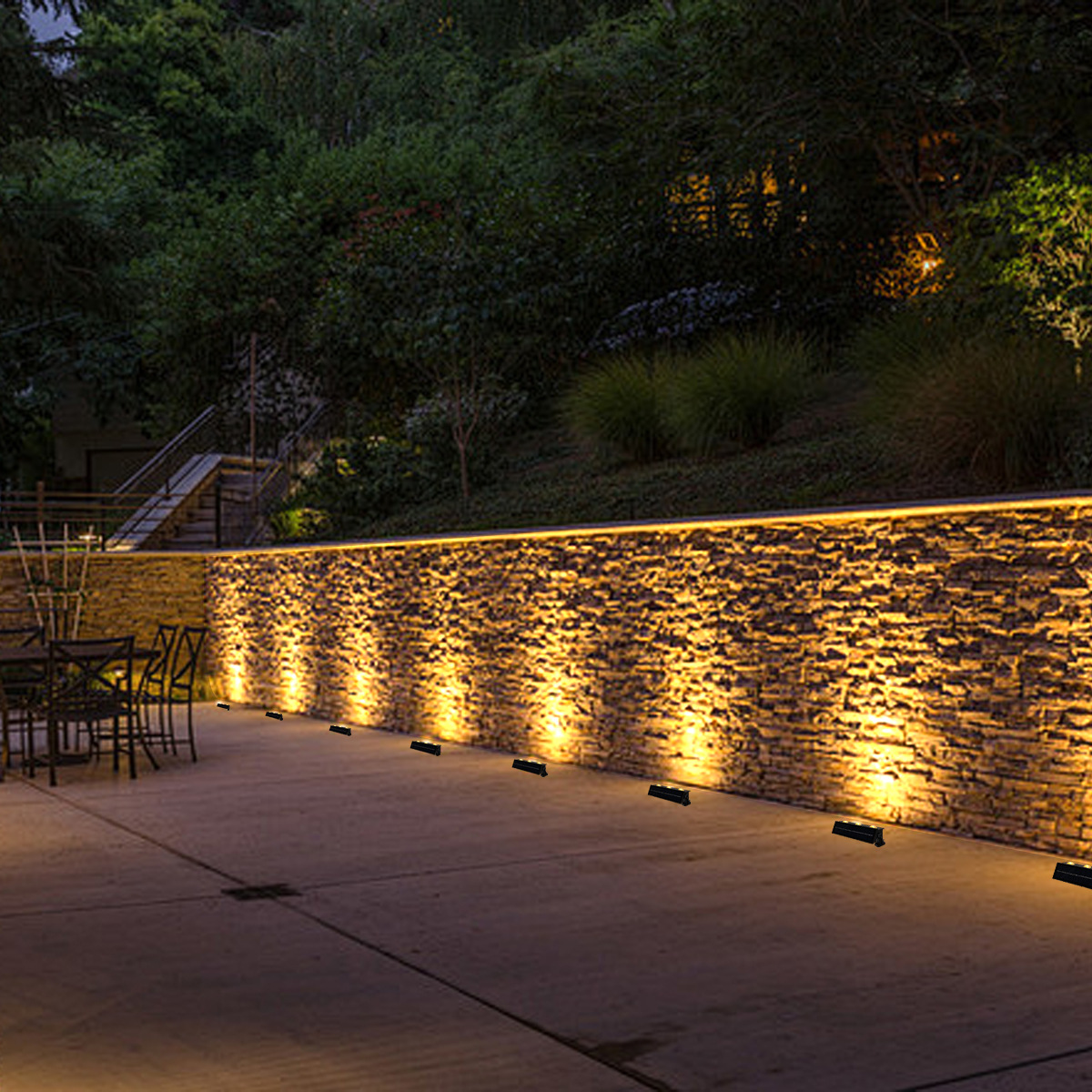 Solar-powered multi-functional corner wall lamp, park homestay exterior wall atmosphere wall-washing lamp, LED outdoor waterproof step lamp details Picture