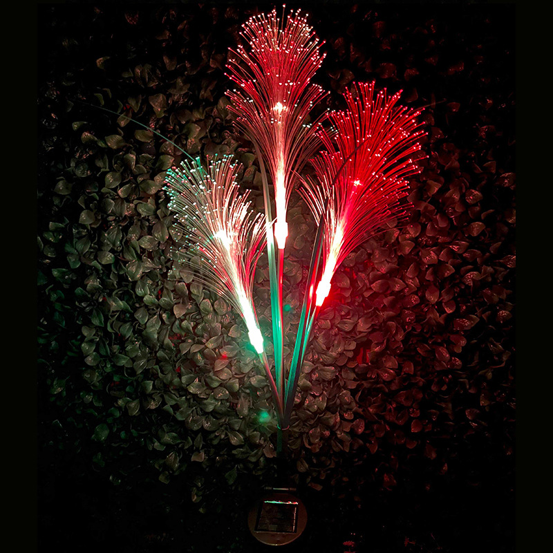 led solar 3-head optical fiber reed outdoor ground-penetrating lawn decoration waterproof luminous energy-saving simulation landscape light Application Scenario