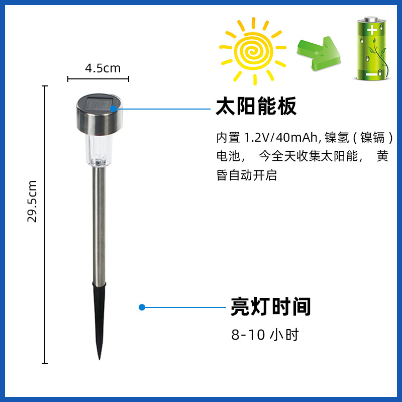 Hot-selling outdoor lights, waterproof lighting, lawn lights, camping lights, stainless steel solar garden lights, lawn outdoor scene lights details Picture