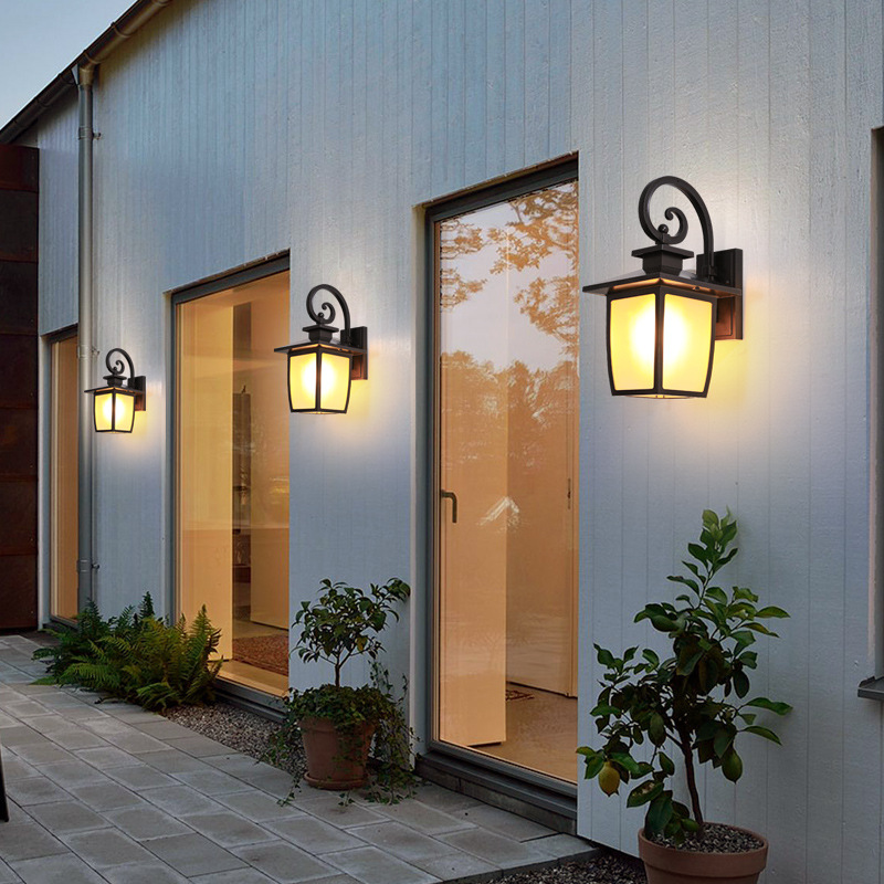 Cross-border outdoor wall lamps, European-style waterproof and simple villa garden courtyard exterior wall lamps, stairwell and corridor outdoor wall lamps details Picture