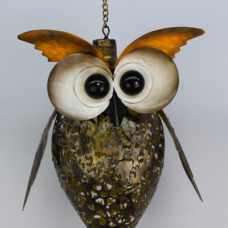 Amazon's new solar-powered owl wind chime lamp for outdoor decoration, courtyard gardens, and creative lawn landscape hanging lights details Picture