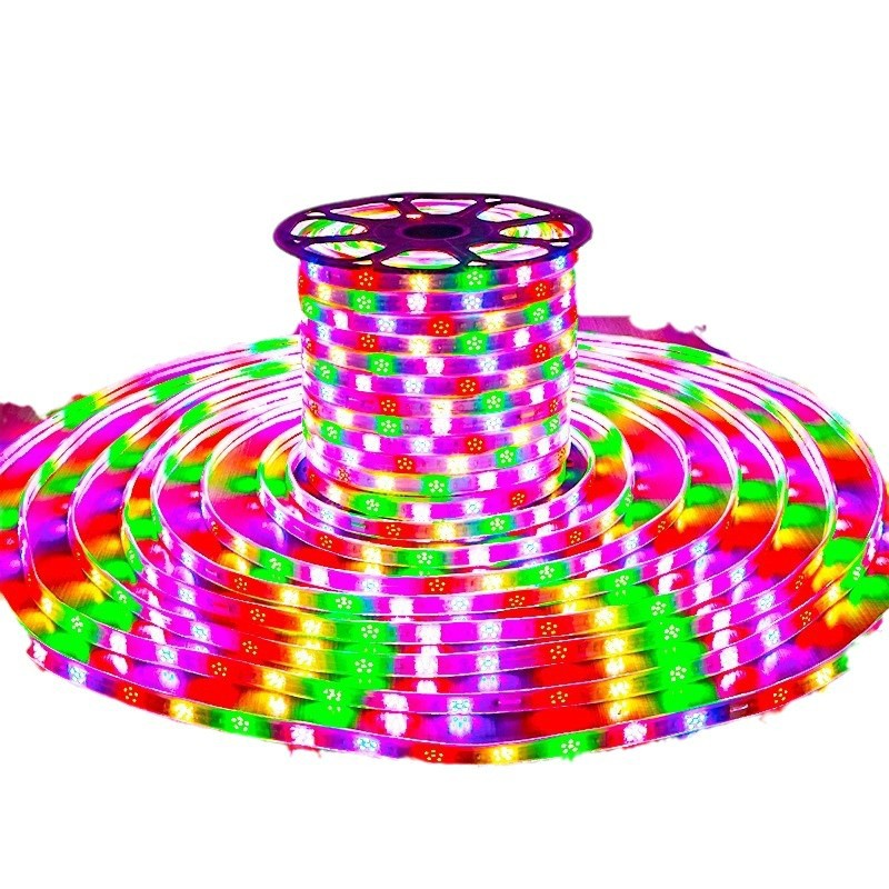Neon light strips, seven-color flowing light, running lights, outdoor waterproof billboards, flowing water, flashing, super bright iridescent light strips Item Picture