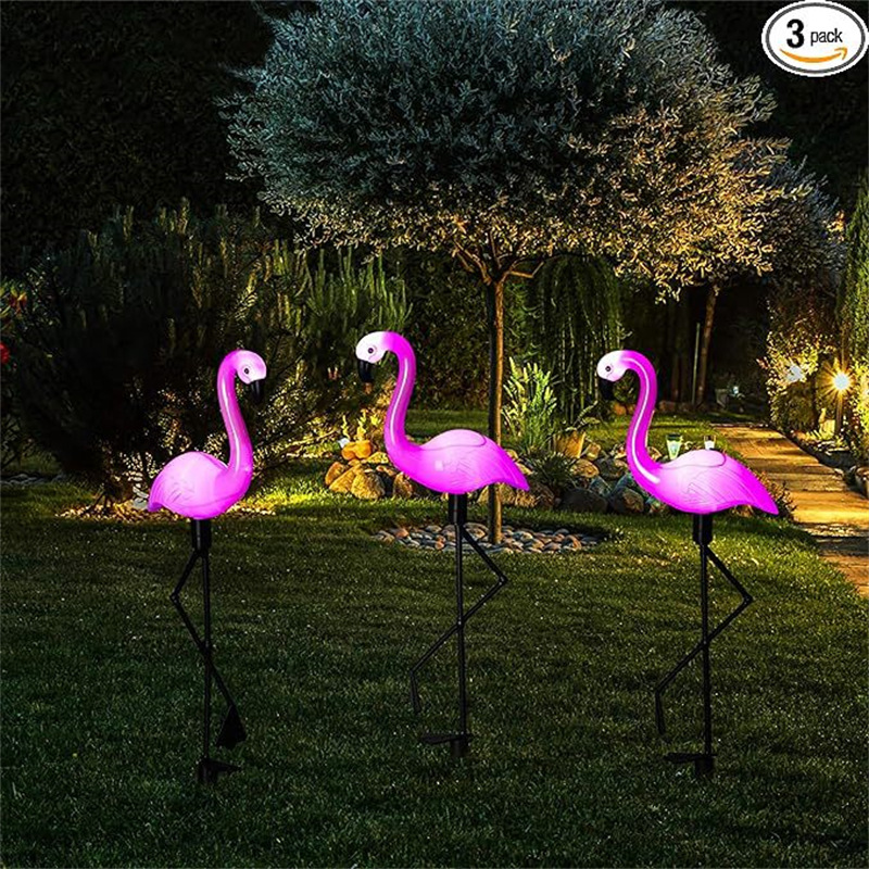 Solar-powered flamingo courtyard lawn light, ground plug light, one-to-three outdoor waterproof villa garden decorative landscape light Application Scenario