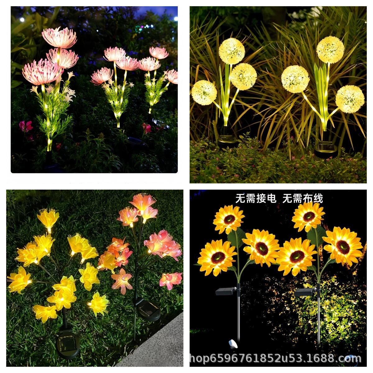 Solar-powered outdoor garden lights that automatically turn on when it gets dark, solar-powered butterfly, firefly, rose ground and small night lights details Picture