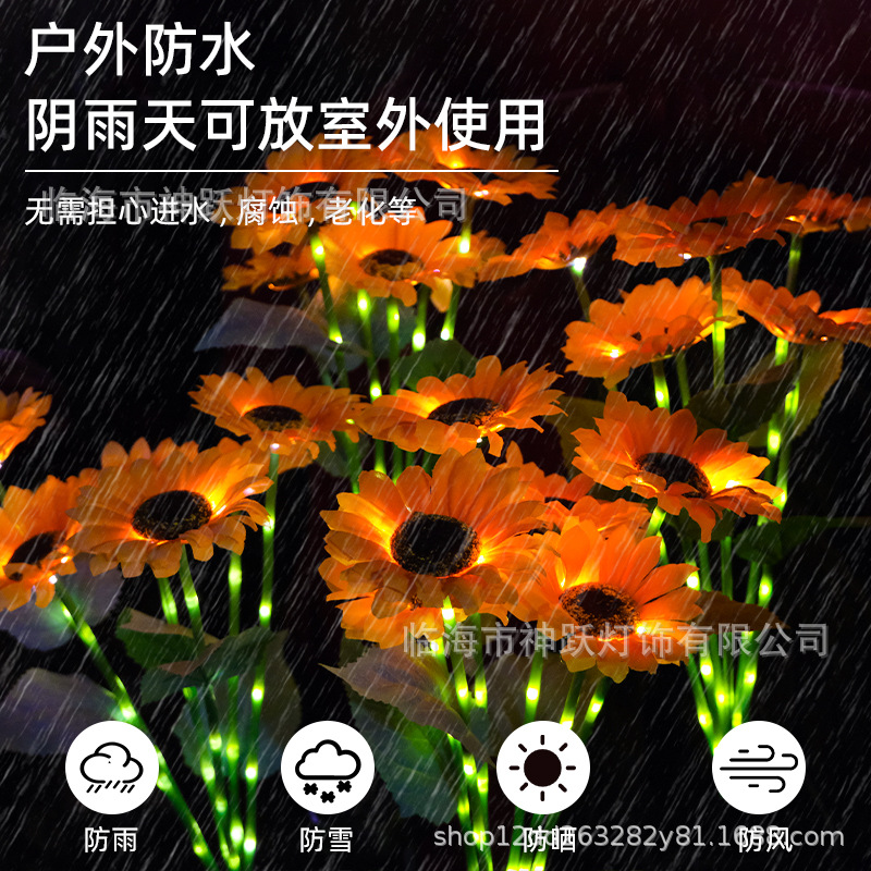 Cross-border solar sunflowers, artificial flowers, park balcony landscape lights, outdoor courtyard lawn lights, ground decorative lights Application Scenario